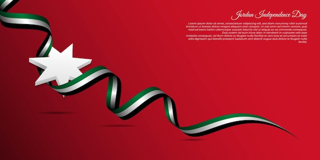 Red and white background with waving Jordan flag and star design for Jordan Independence Day