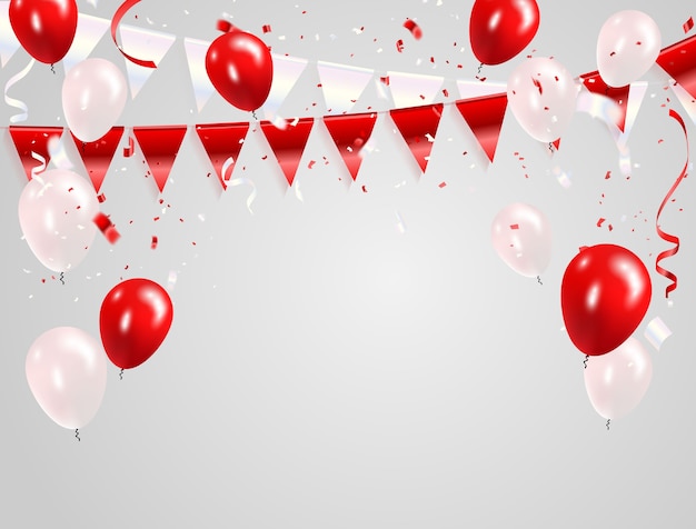 Vector red white balloons