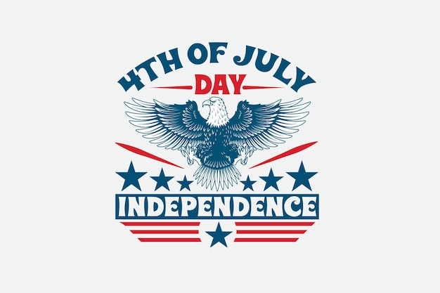 A red, white and blue 4th of july independence day logo.