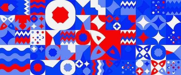 Red white and blue vector flat design geometric mosaic banners For banner background cover poster wallpaper presentation background certificate