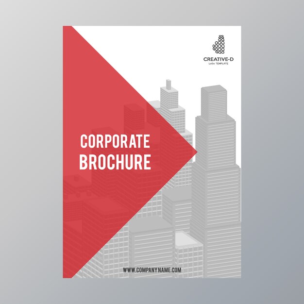 Vector red and white business brochure