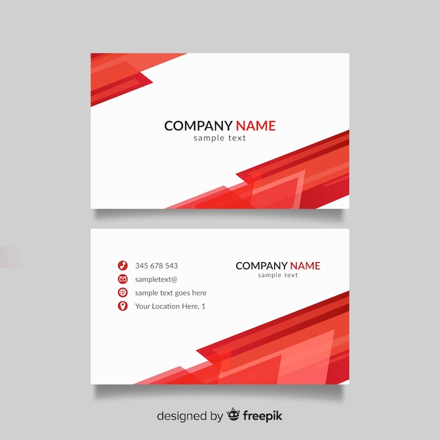 Red and white business card template