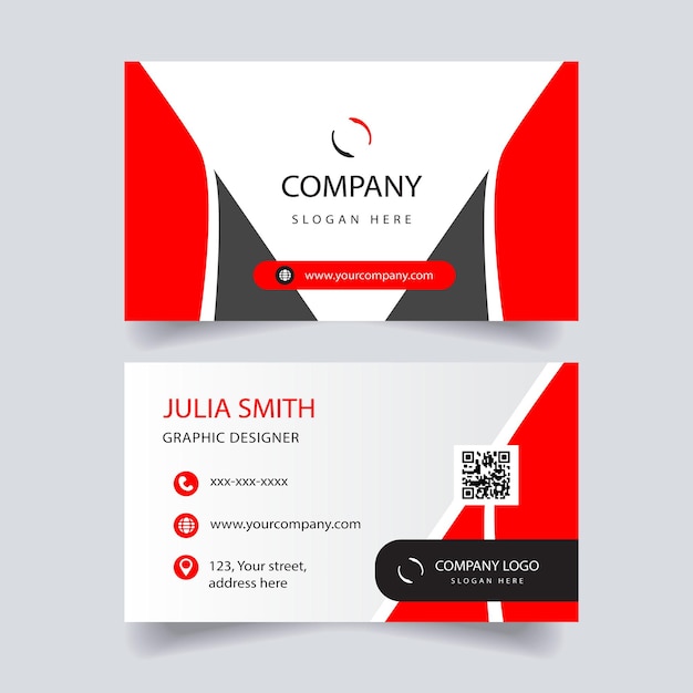 Vector red and white business card template