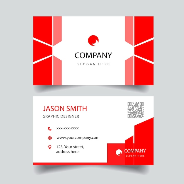 Red and White Business Card Template