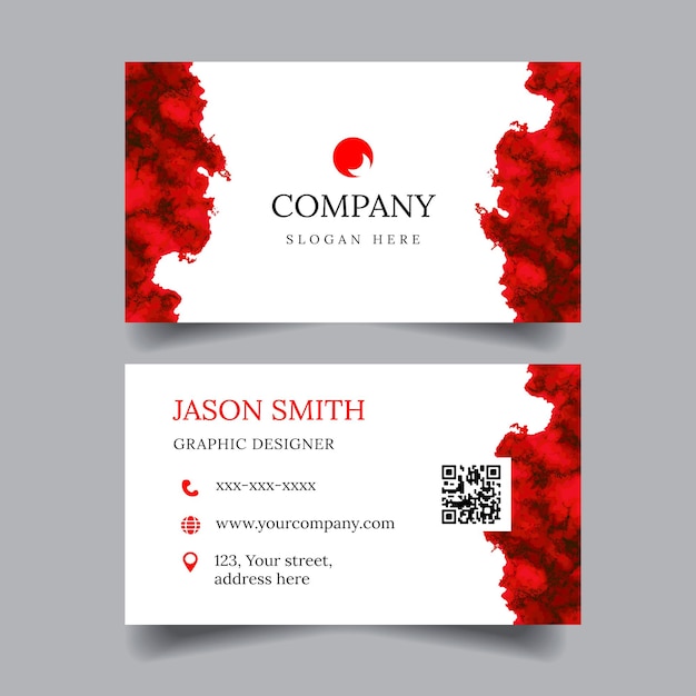 Red and White Business Card Template