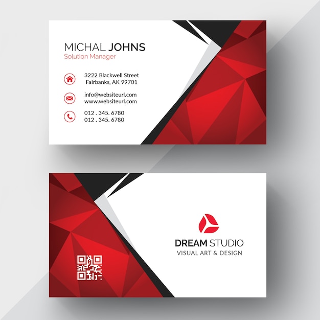 Red and white business card