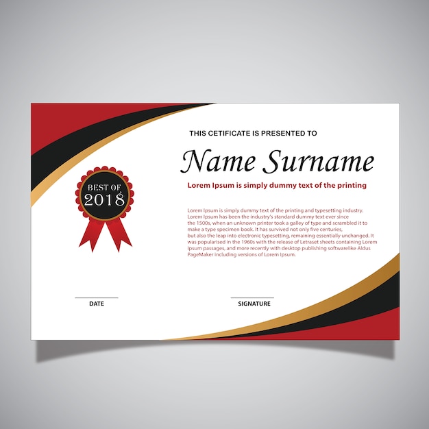 Red and white certificate card