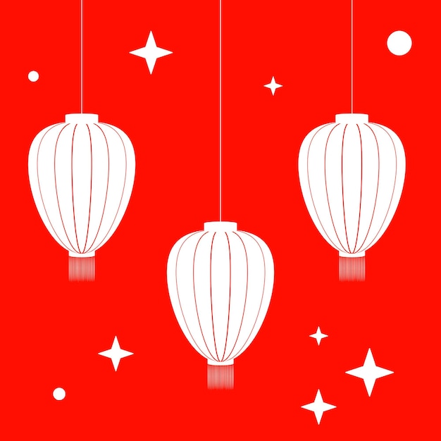 Red and white Chinese lantern. Lantern festival. Chinese new year.