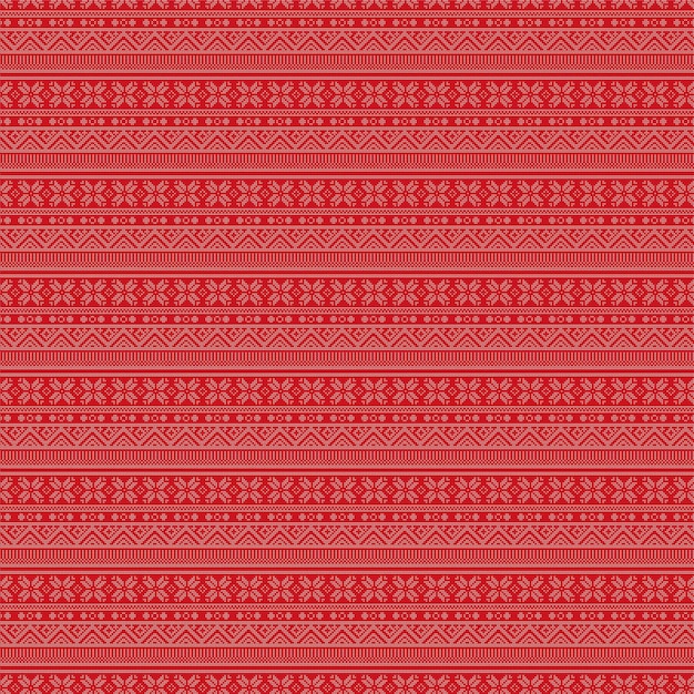 Red and white christmas background seamless knit pattern Vector design