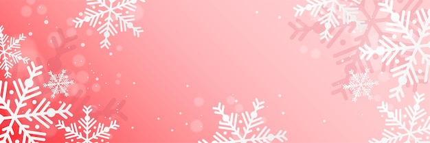 Vector red and white christmas snowflake banner background with text space