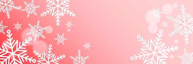 Vector red and white christmas snowflake banner background with text space