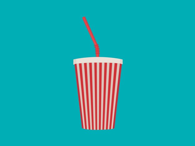 A red and white cup with a straw in it.