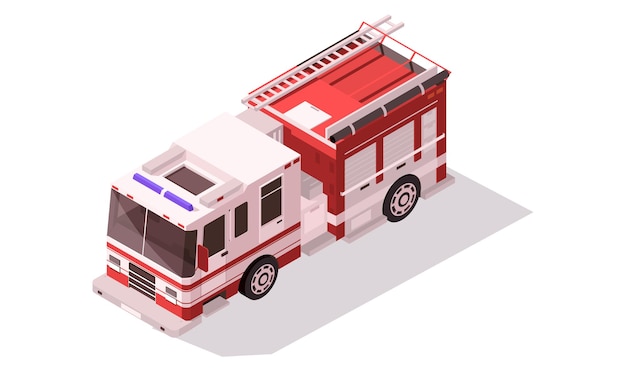 Car, emergency, engine, fire, isometric, red, truck icon - Download