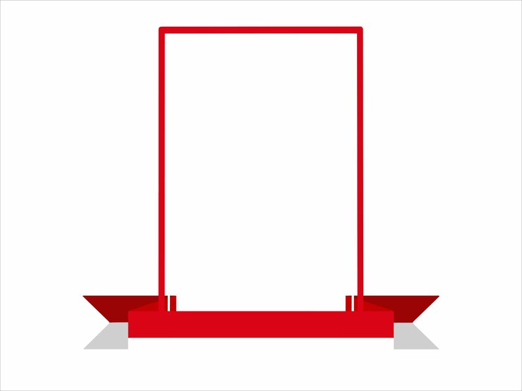 Vector red white flag frame line art