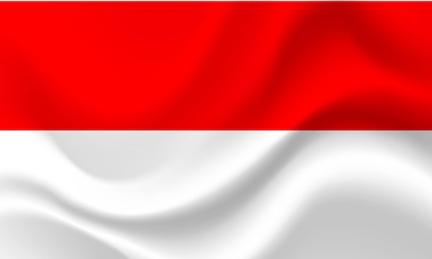 インドネシアと書かれた赤と白の旗。
