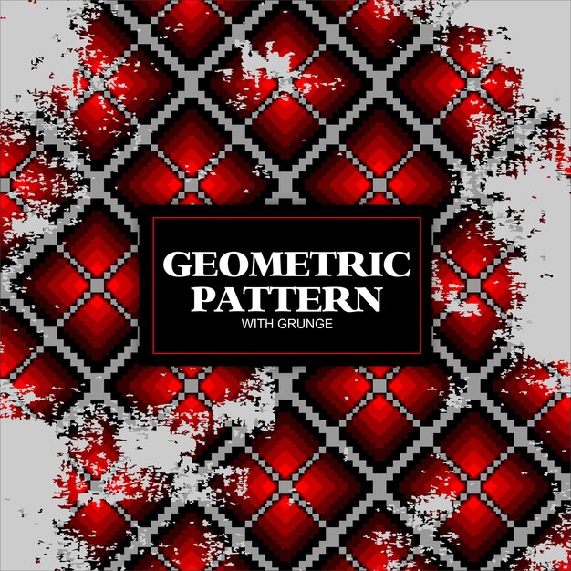 Un motivo geometrico rosso e bianco con grunge e grunge.