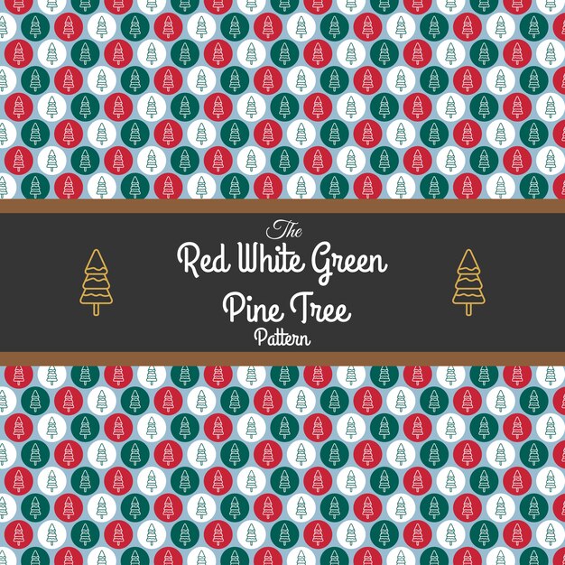 Vector red white green pine tree pattern