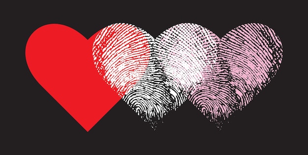 Red and White heart finger print Vector illustration