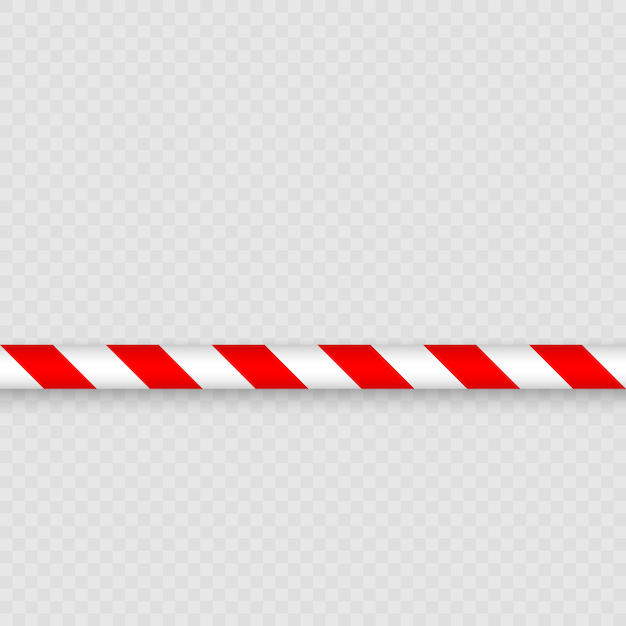 Red and white lines of barrier tape. warning tape pole fencing is protects for no entry