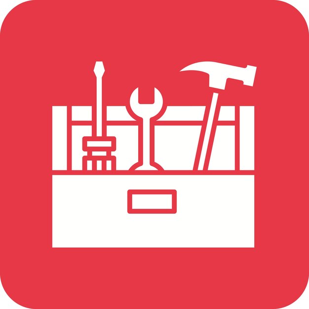 Vector a red and white logo with a hammer and a hammer