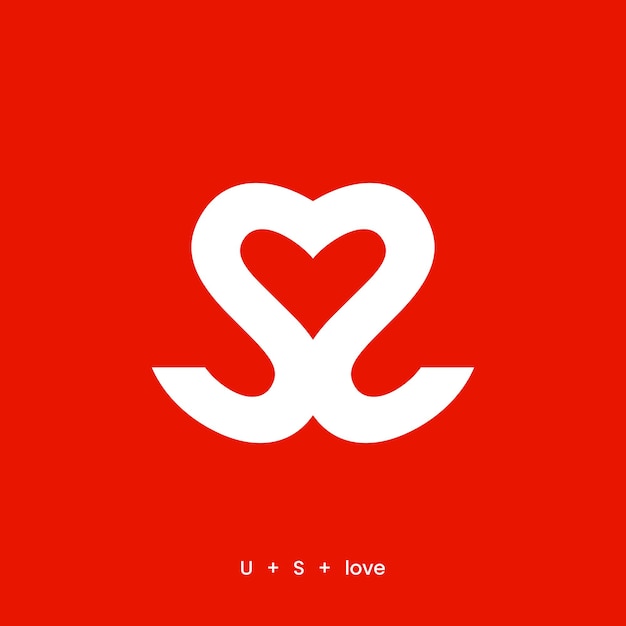 Vector a red and white logo with a heart symbol and us or ss initials