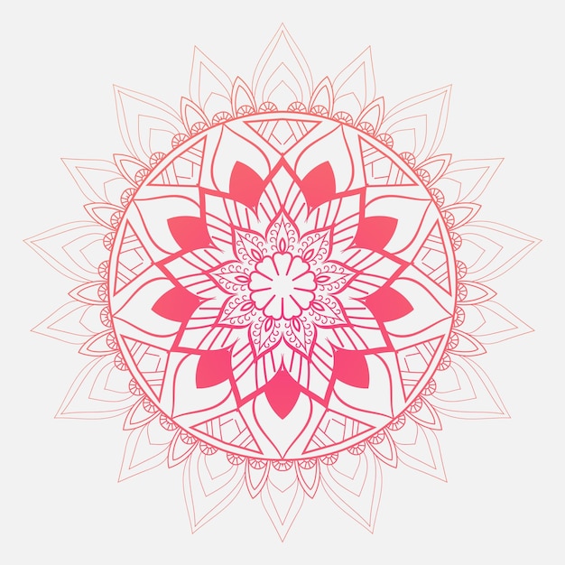 A red and white mandala with a flower in the middle.