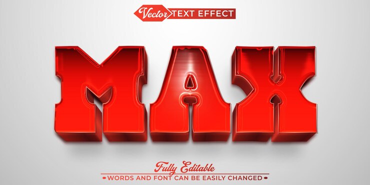 वेक्टर red and white max vector editable text effect template