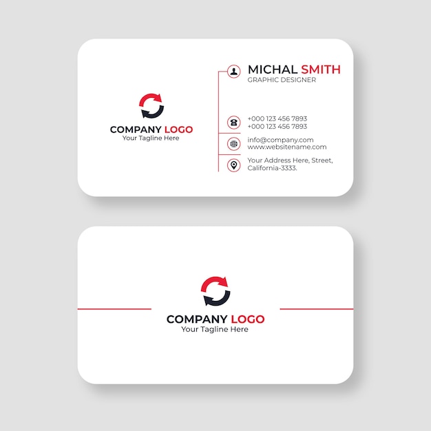 red and white minimalist business card design template