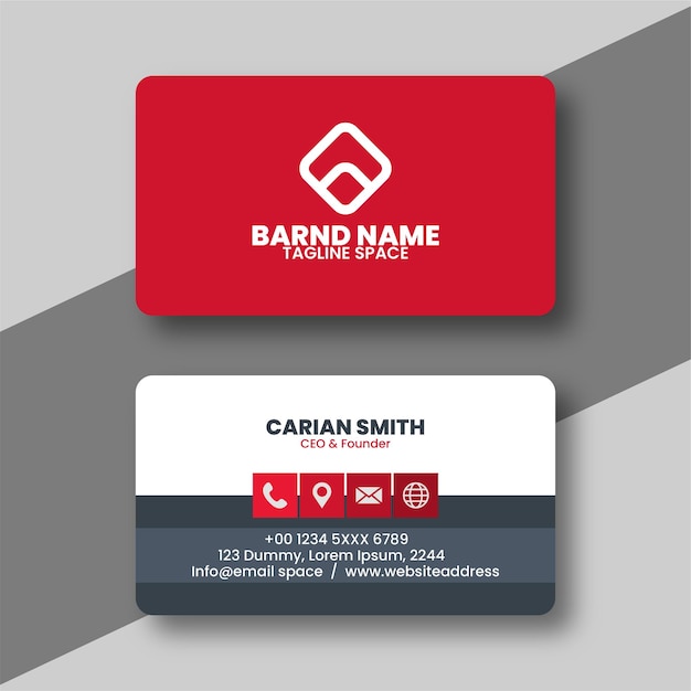 Red and white modern business card template