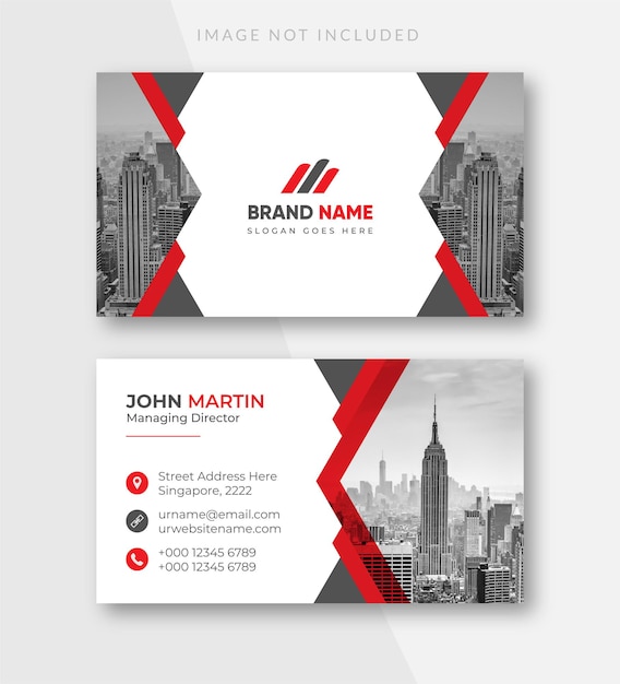 Vector red and white modern professional business card template