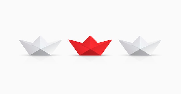 Red and white origami boat