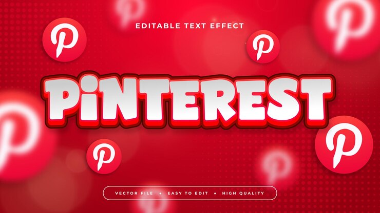 Vector red and white pinterest 3d editable text effect font style