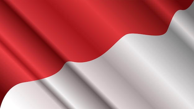 Red white realistic Indonesia flag wave bakground design