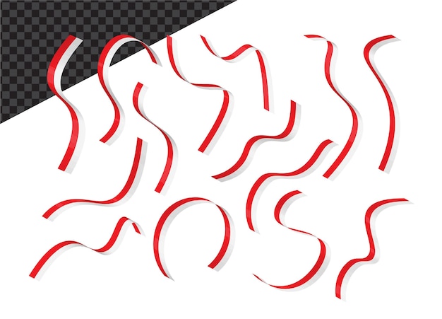 Red and White  ribbon Text banner flat tape icon vector set