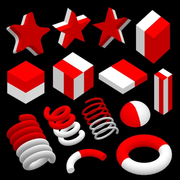 Vector red white shape 3d