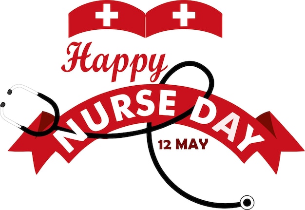 Красно-белый знак с надписью «С днем медсестры».