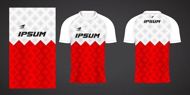 red white sports jersey template for team uniforms and Soccer t shirt design