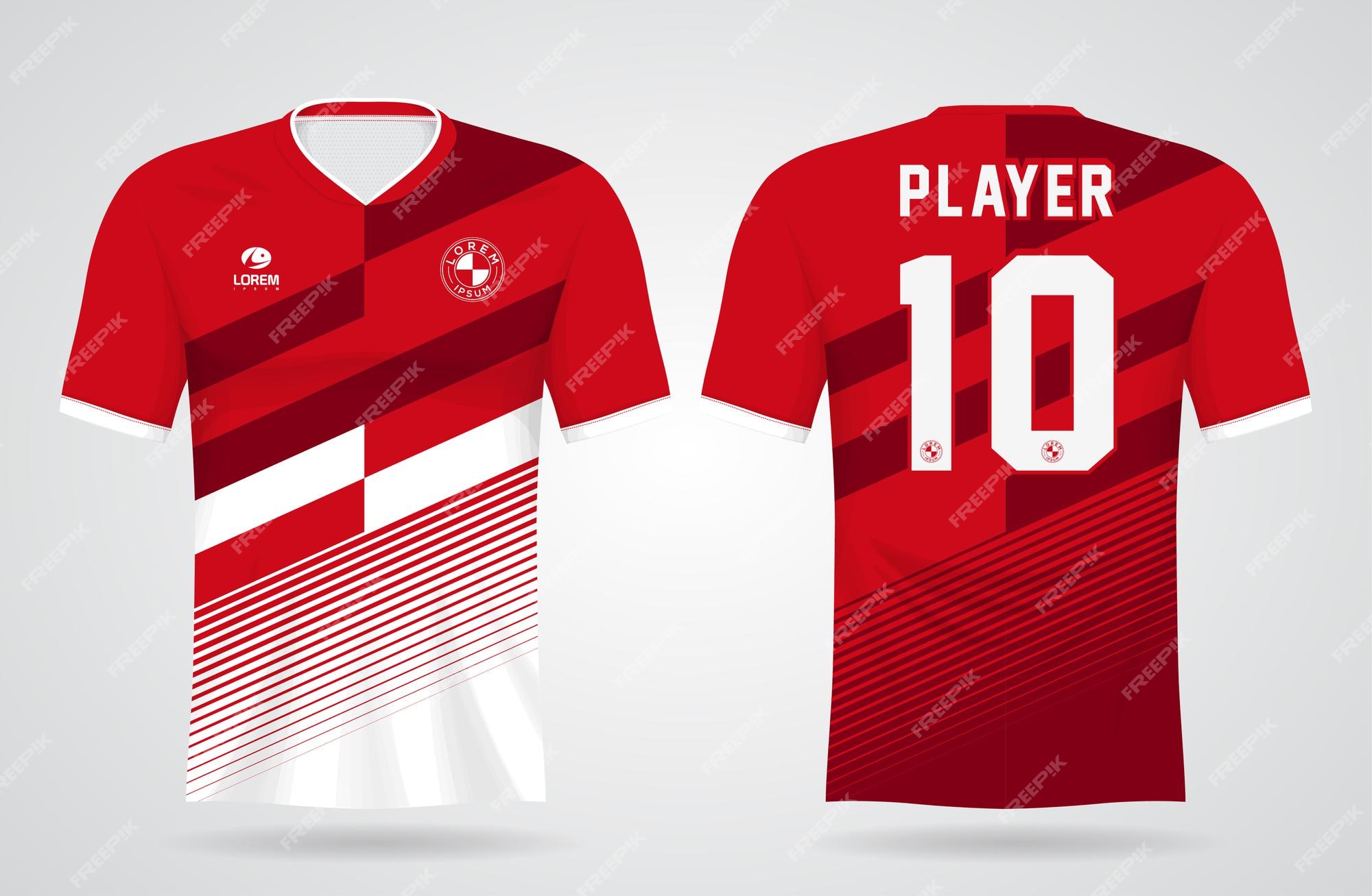 Premium Vector | Red white sports jersey template for team uniforms and ...