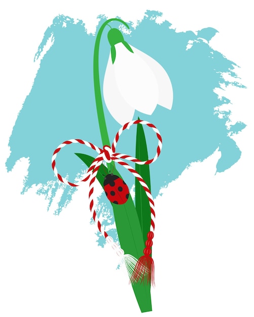 Vector red and white spring symbol. the martisor holiday.