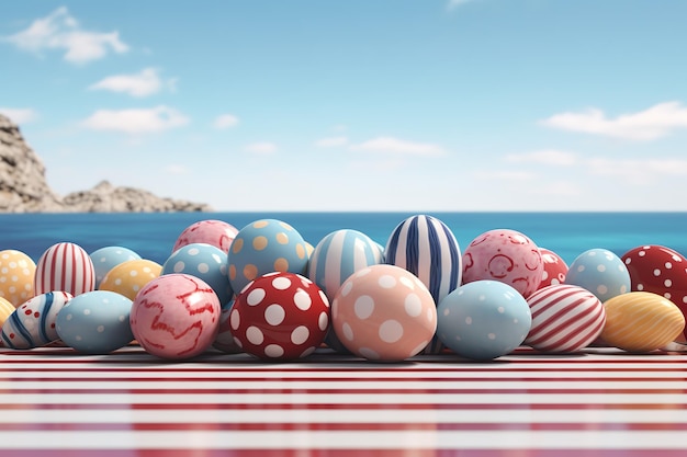 Vector a red and white striped table cloth with a red and white striped pattern on it