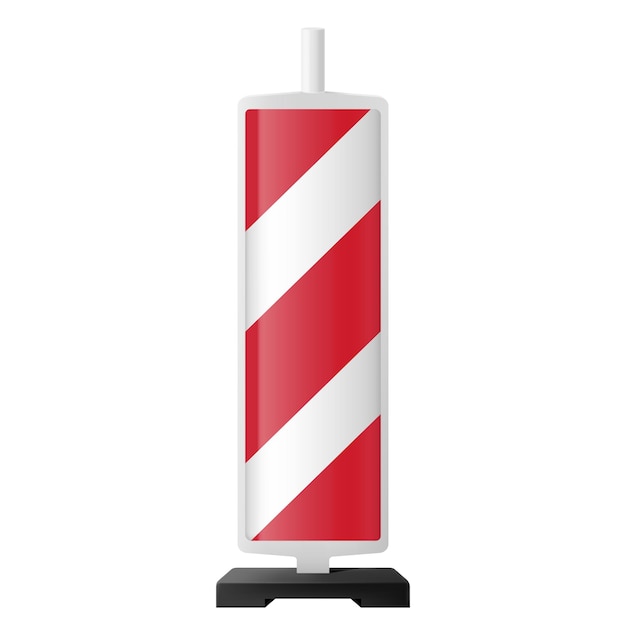 Vector red and white striped traffic control device for avoiding sections of the road being repaired
