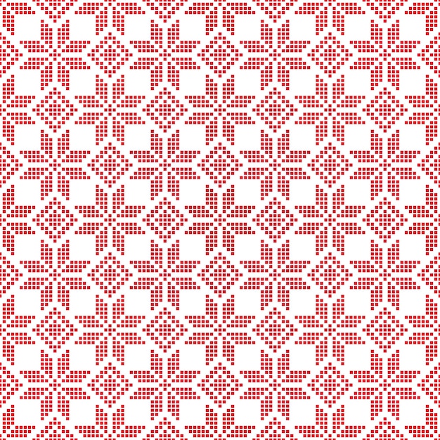 Red and white stylized knitted seamless pattern