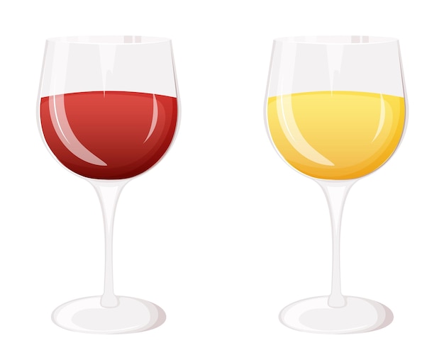 Red and white wine vector illustration isolated on white background