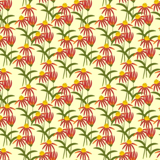 Red wild flowers seamless pattern