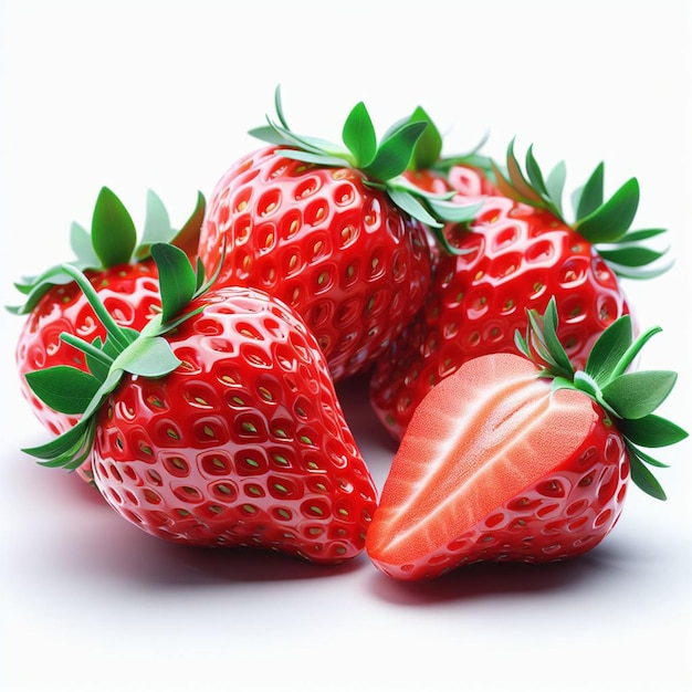 Red Juicy Sommer Strawberry Fruit  ⁇ 터 일러스트레이션은  ⁇ 색 아이콘 이모지 벽지에 고립되어 있습니다.