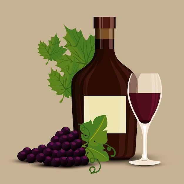 red wine bottle and cup label