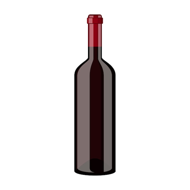 Vector red wine bottle icon isolated on white background