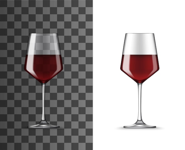 Vector red wine glass realistic vector mockup