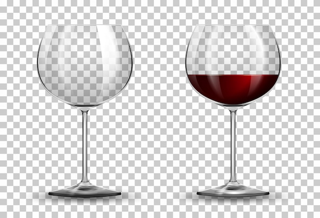 Red wine glass on transparent background