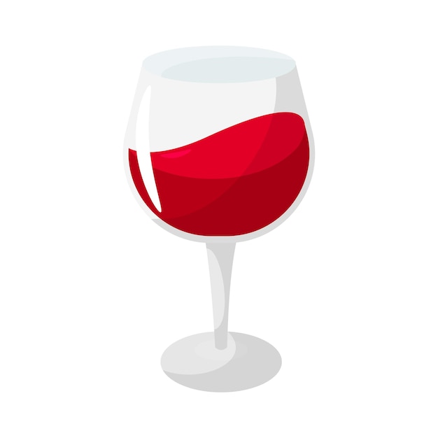 Vettore bicchiere di vino rosso illustrazione vettoriale isolata su sfondo bianco